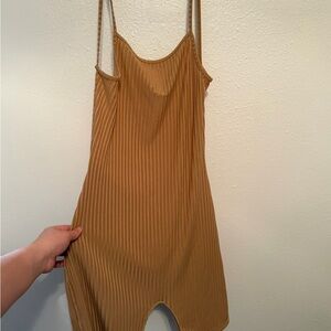Tan Ribbed Sleeveless Dress